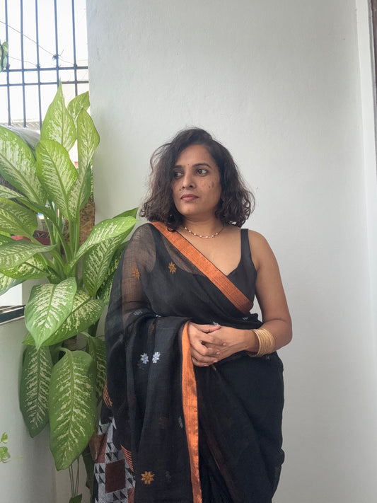 Handloom Khadi Linen Jamdani Saree
