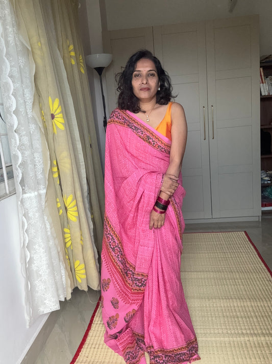 Handblock printed Cotton saris