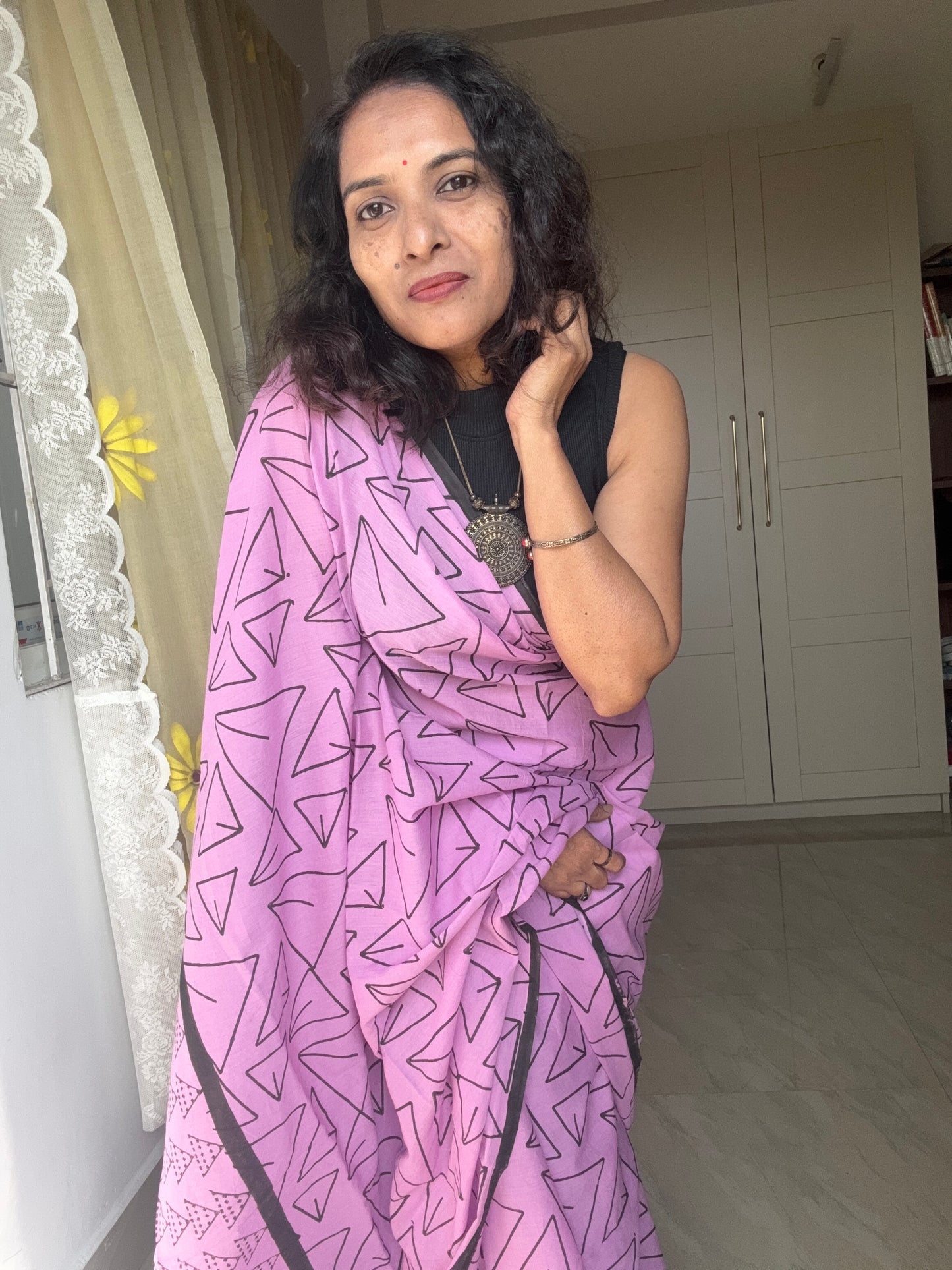 Handblock printed Cotton saree