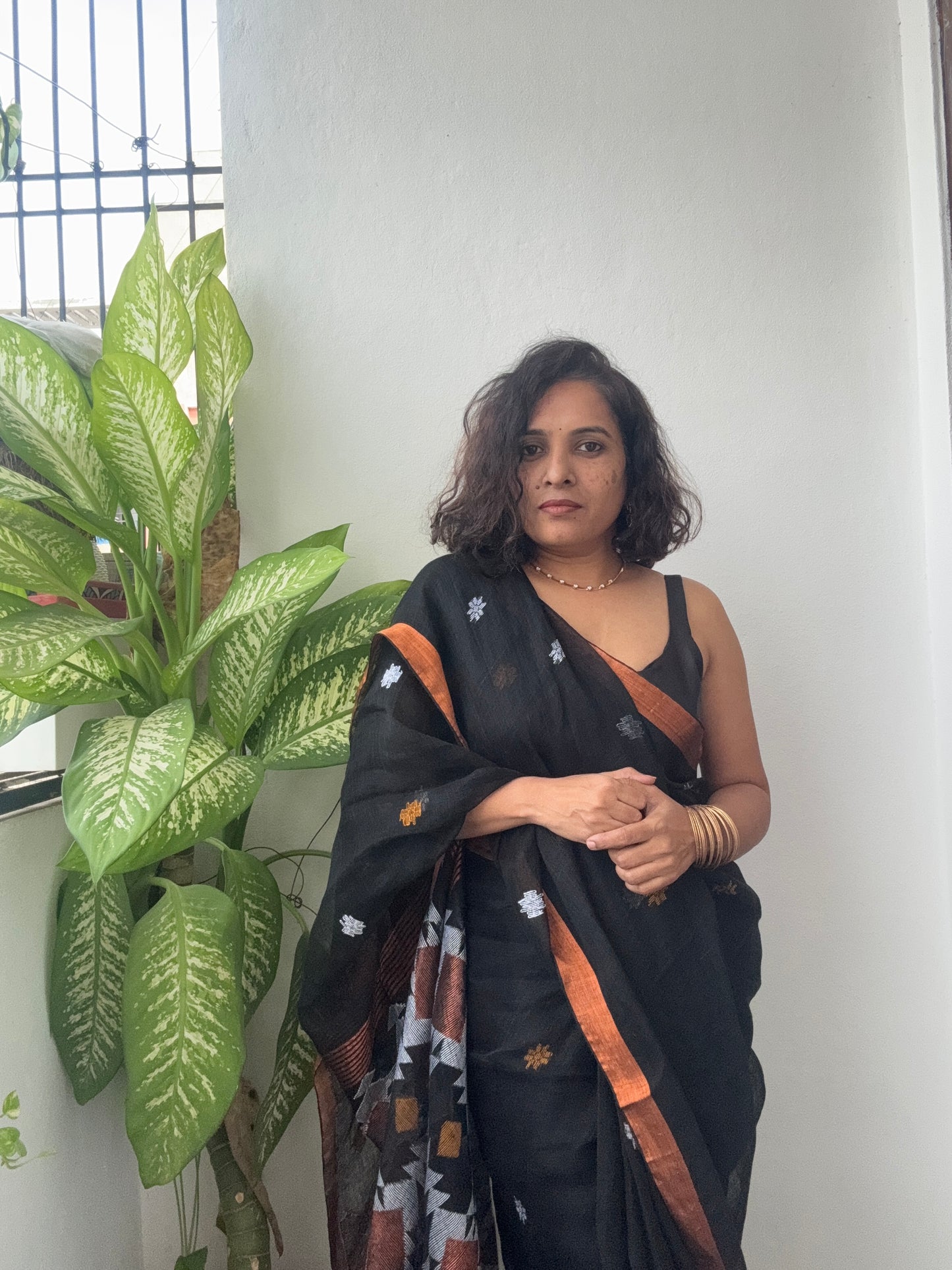 Handloom Khadi Linen Jamdani Saree