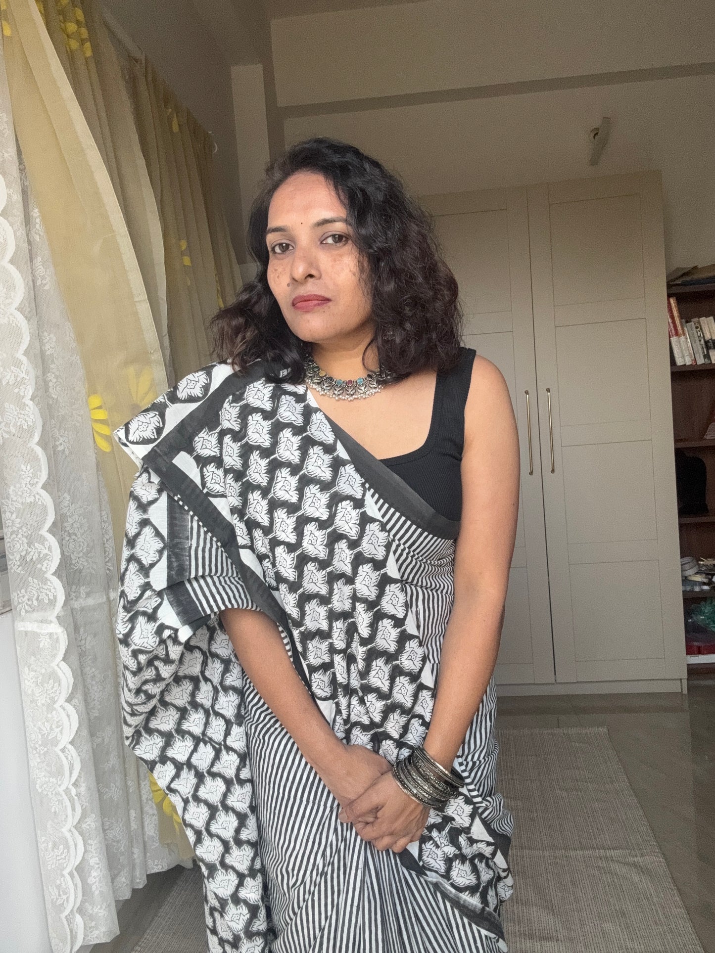 Handblock printed Cotton saree