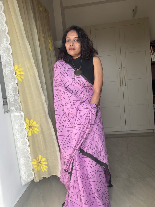 Handblock printed Cotton saree