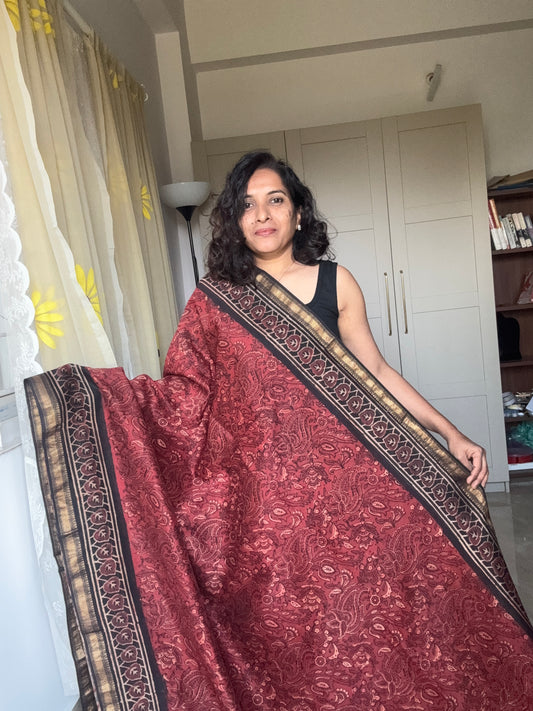 Maheshwari Silk maroon