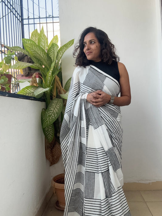 Handblock printed Cotton saree