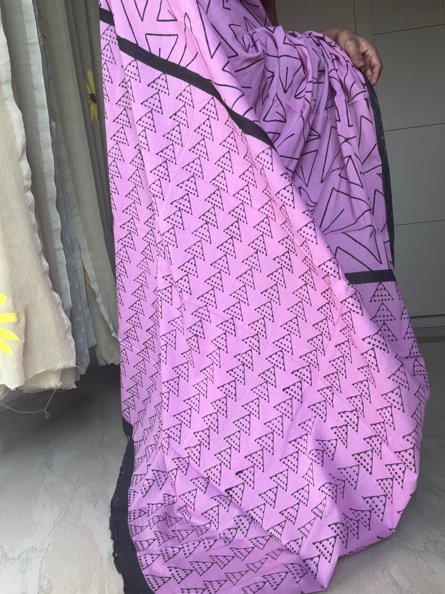 Handblock printed Cotton saree