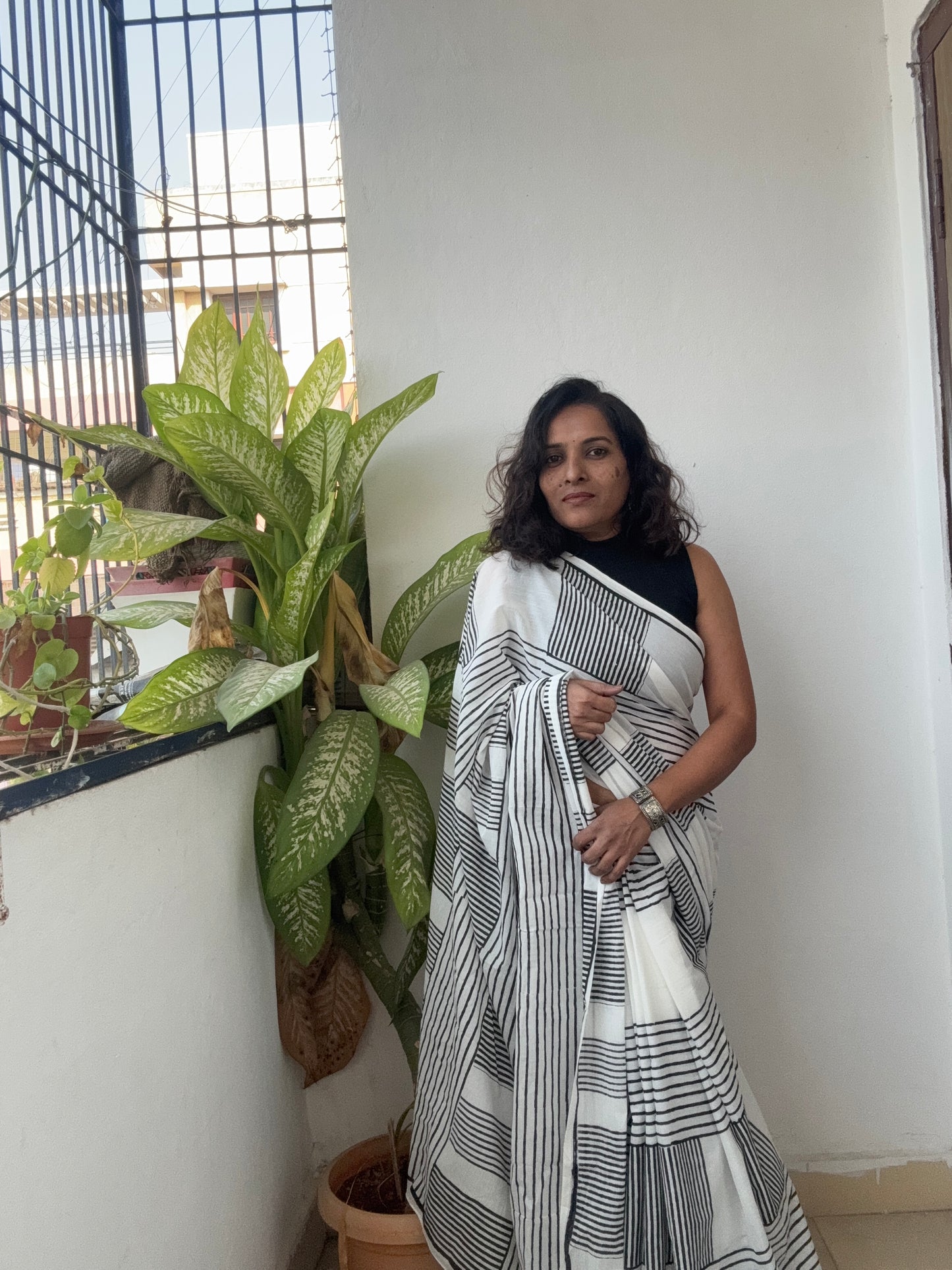 Handblock printed Cotton saree