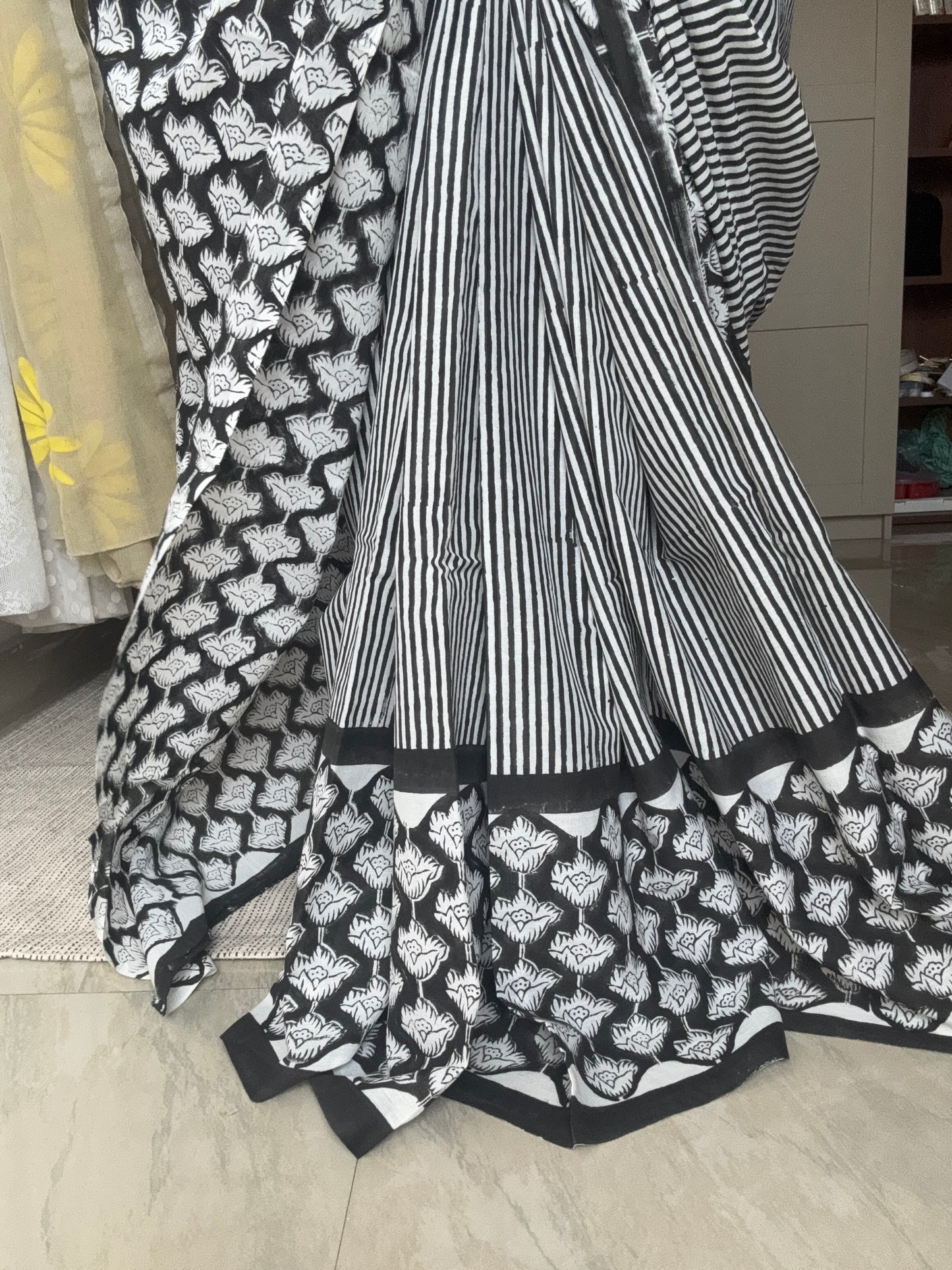 Handblock printed Cotton saree