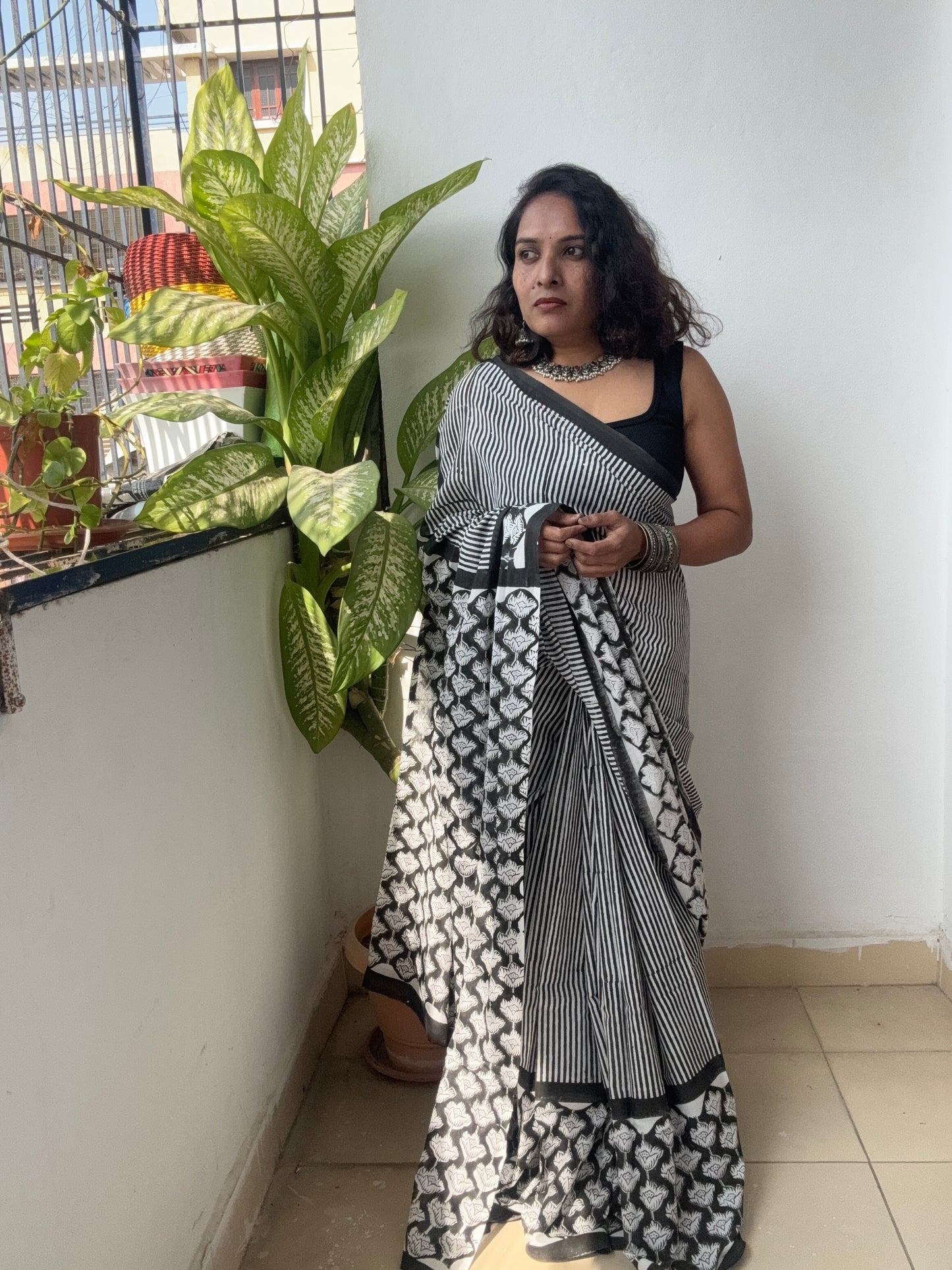 Handblock printed Cotton saree