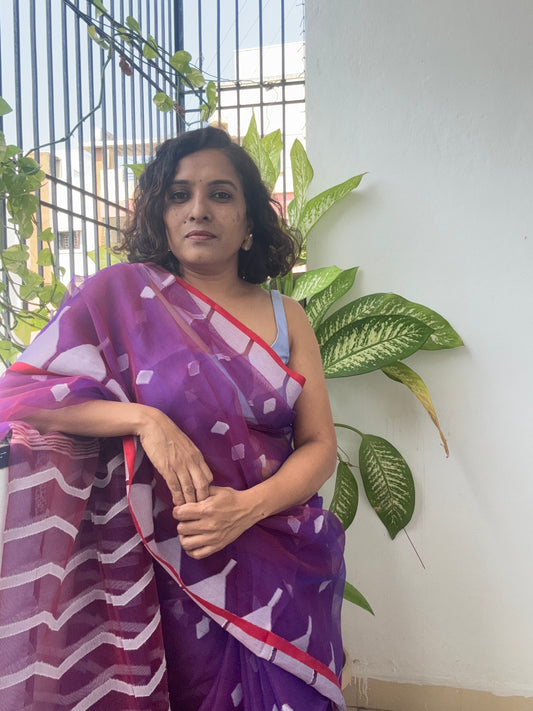 Muslin jamdani purple