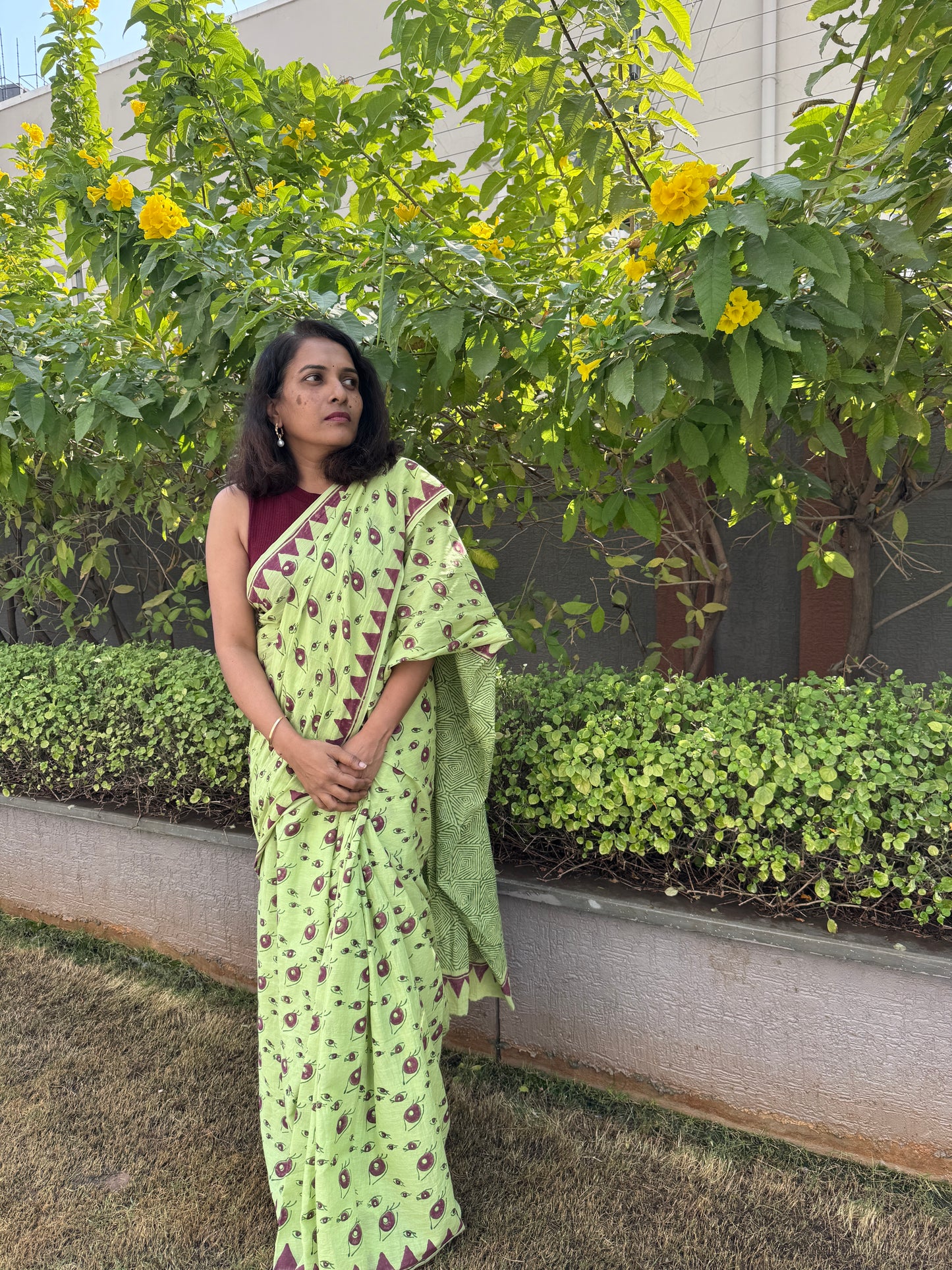 Handblock printed Cotton saree