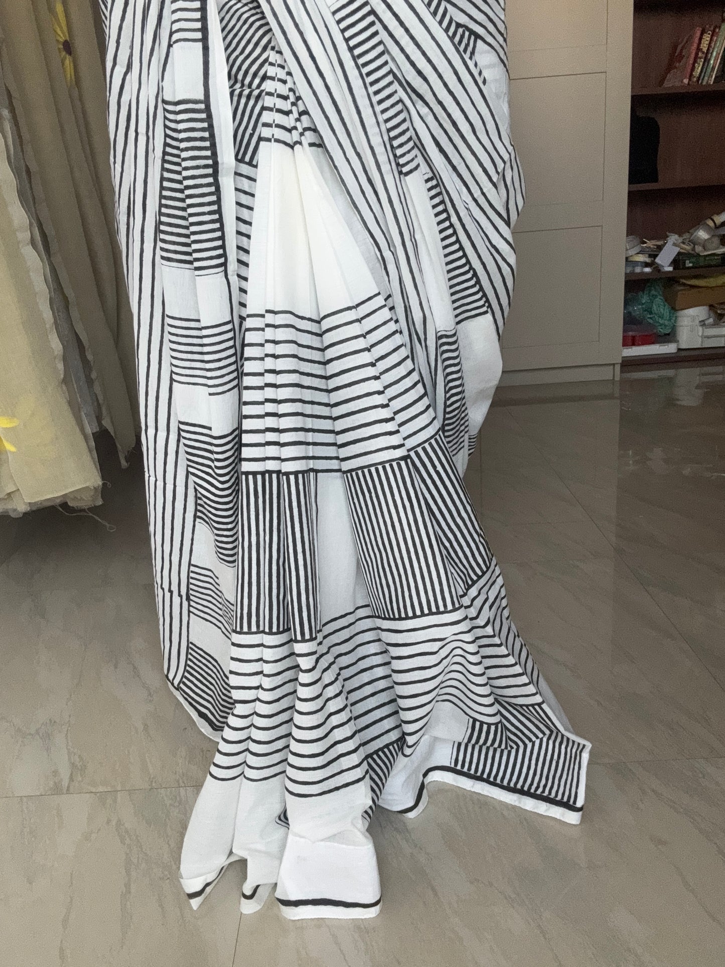 Handblock printed Cotton saree